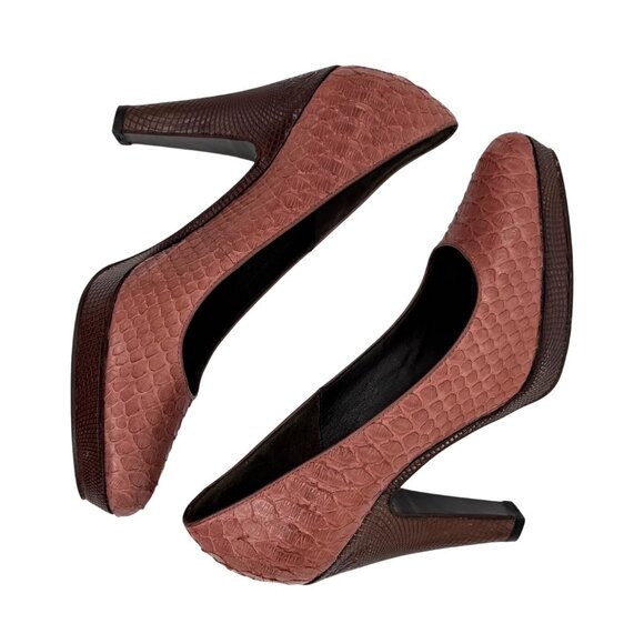 Elie Tahari Shoes - Elie Tahari Mika Antiqued Rose Python Platform Pumps | Luxury Minimalist 37/6.5